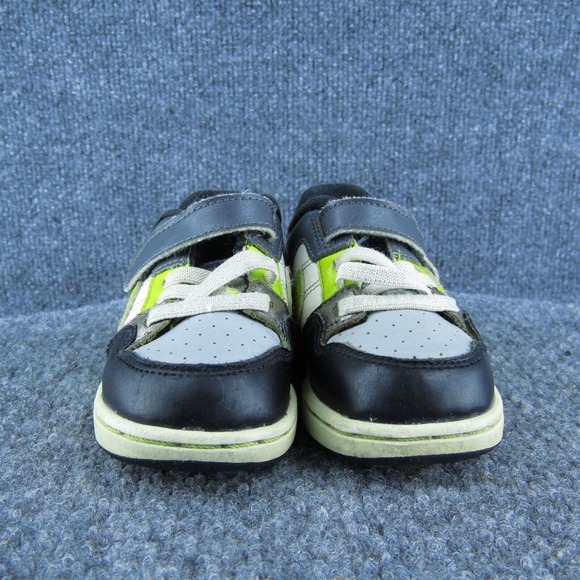 Nike Boys Sneaker Shoes Black Leather Hook &‎ Loop Size T 6 Medium - Picture 2 of 9